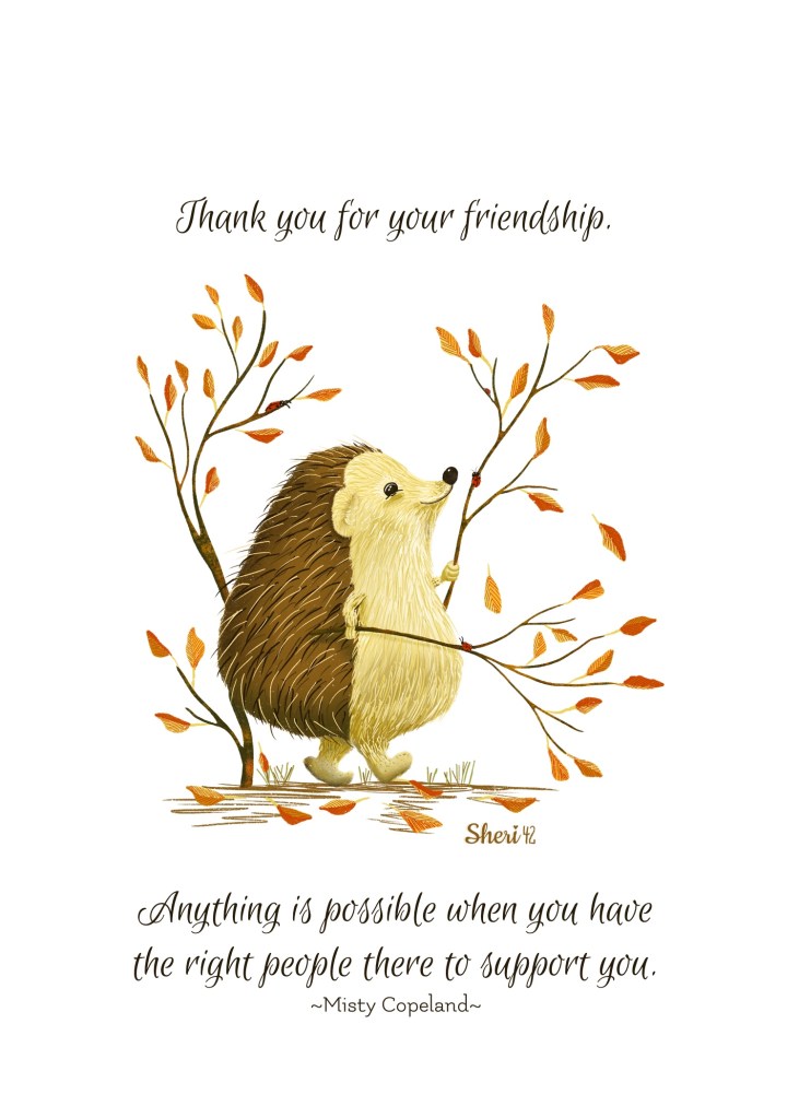 hedgehog and ladybugs friendship card by Sheri42