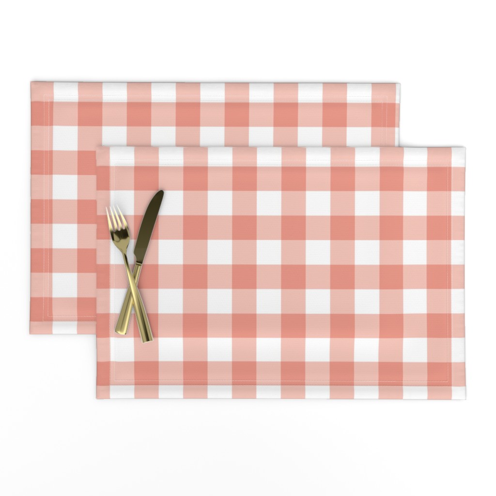 snow buckwheat peach-pink gingham placemats