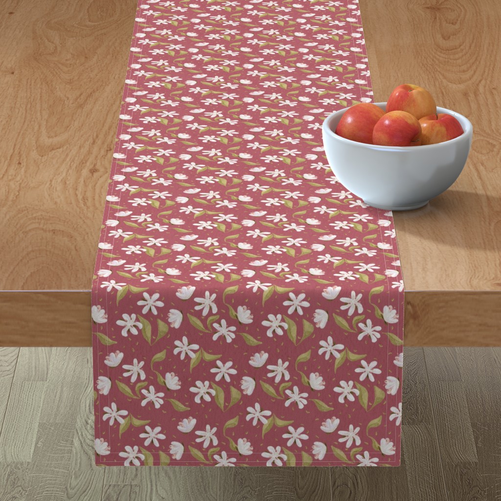 snow buckwheat rose table runner