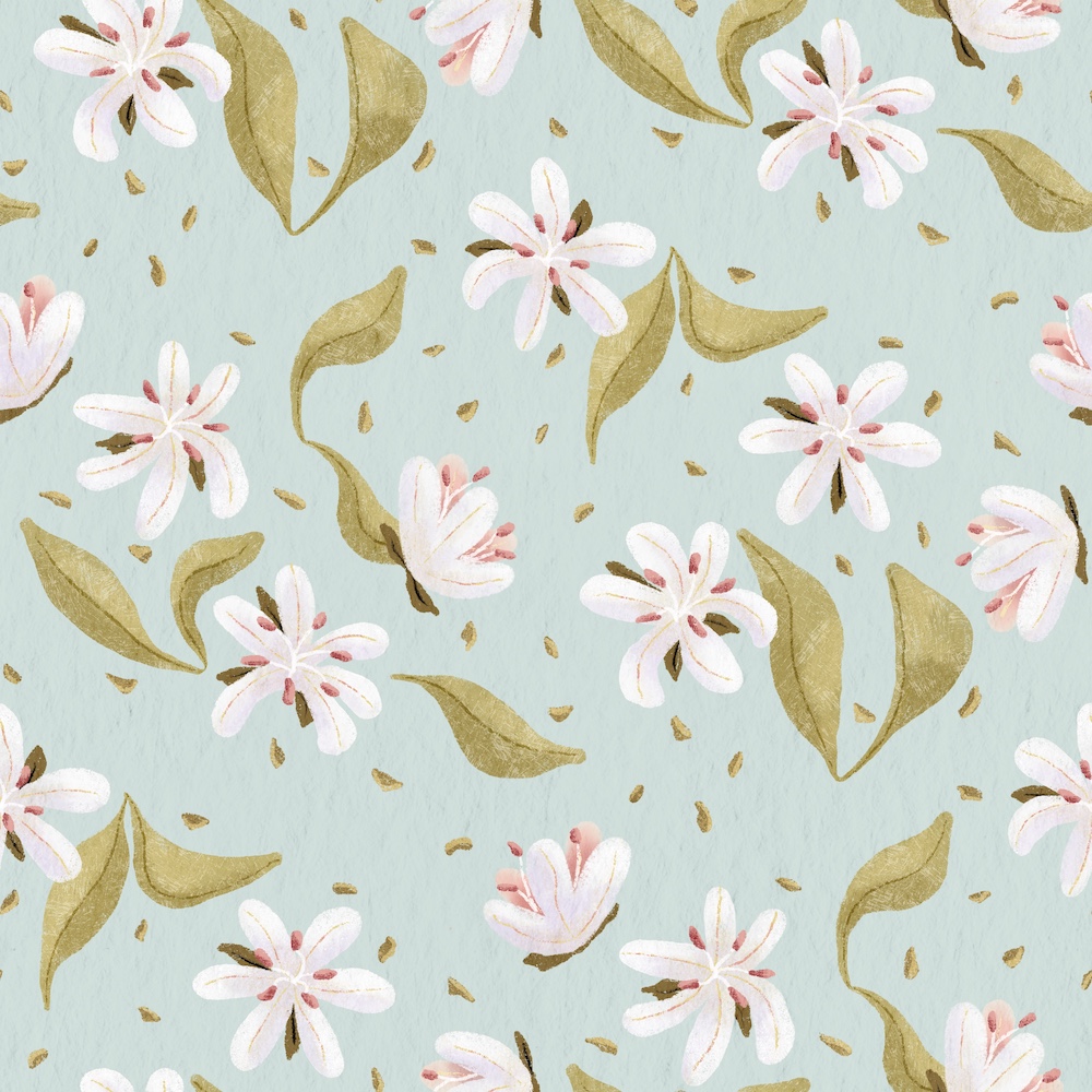 snow buckwheat pattern by Sheri42 in teal