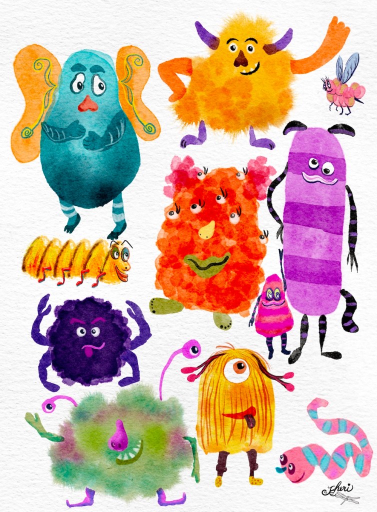 watercolor monsters by Sheri42