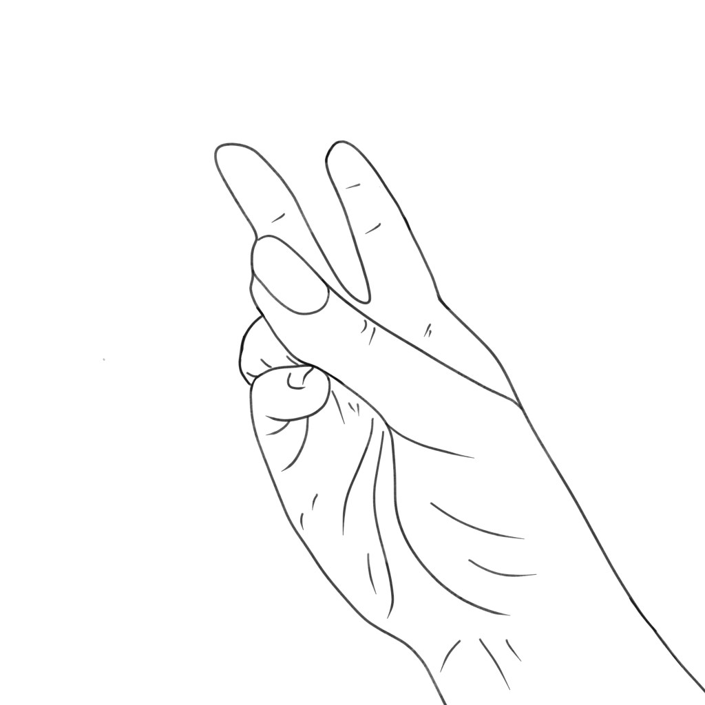 hand tracing of my hand in peace / love sign