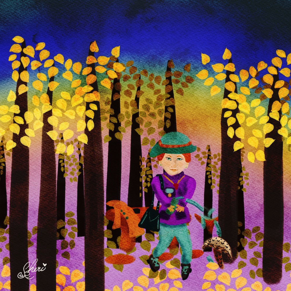 in the cottonwoods, Laurel spills water on old woman trickster and she melts into a mushroom