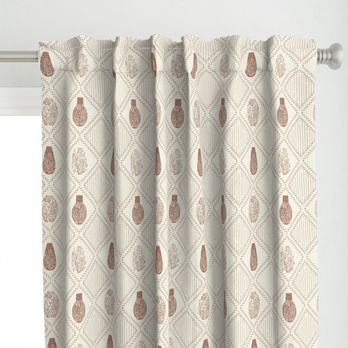 botanicals in bottles block print within striped diamonds by Sheri42 curtains