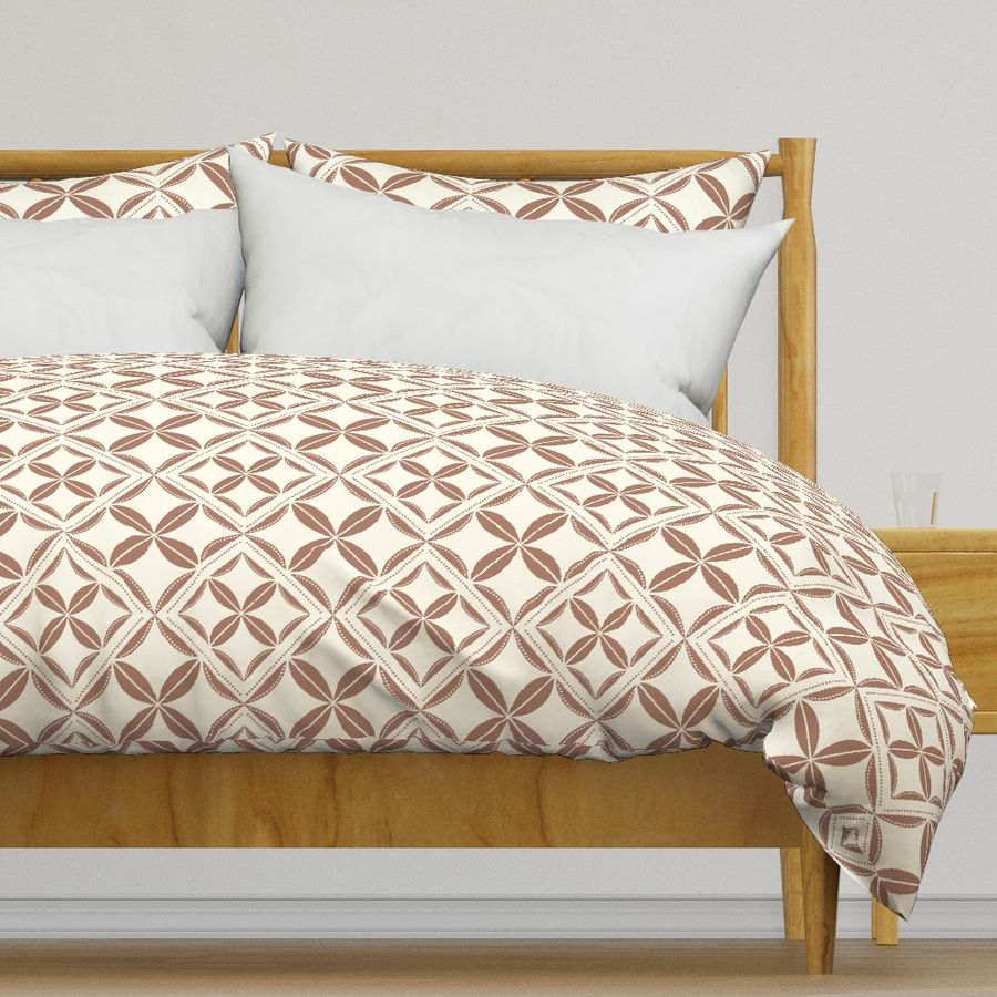 Spoonflower duvet quilt pattern in mocha mousse and cannoli cream by Sheri42