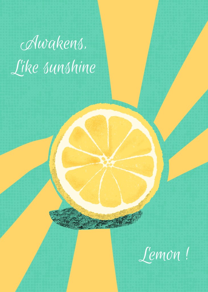 Midcentury Art Lemon "Awakens, like sunshine --- Lemon!"