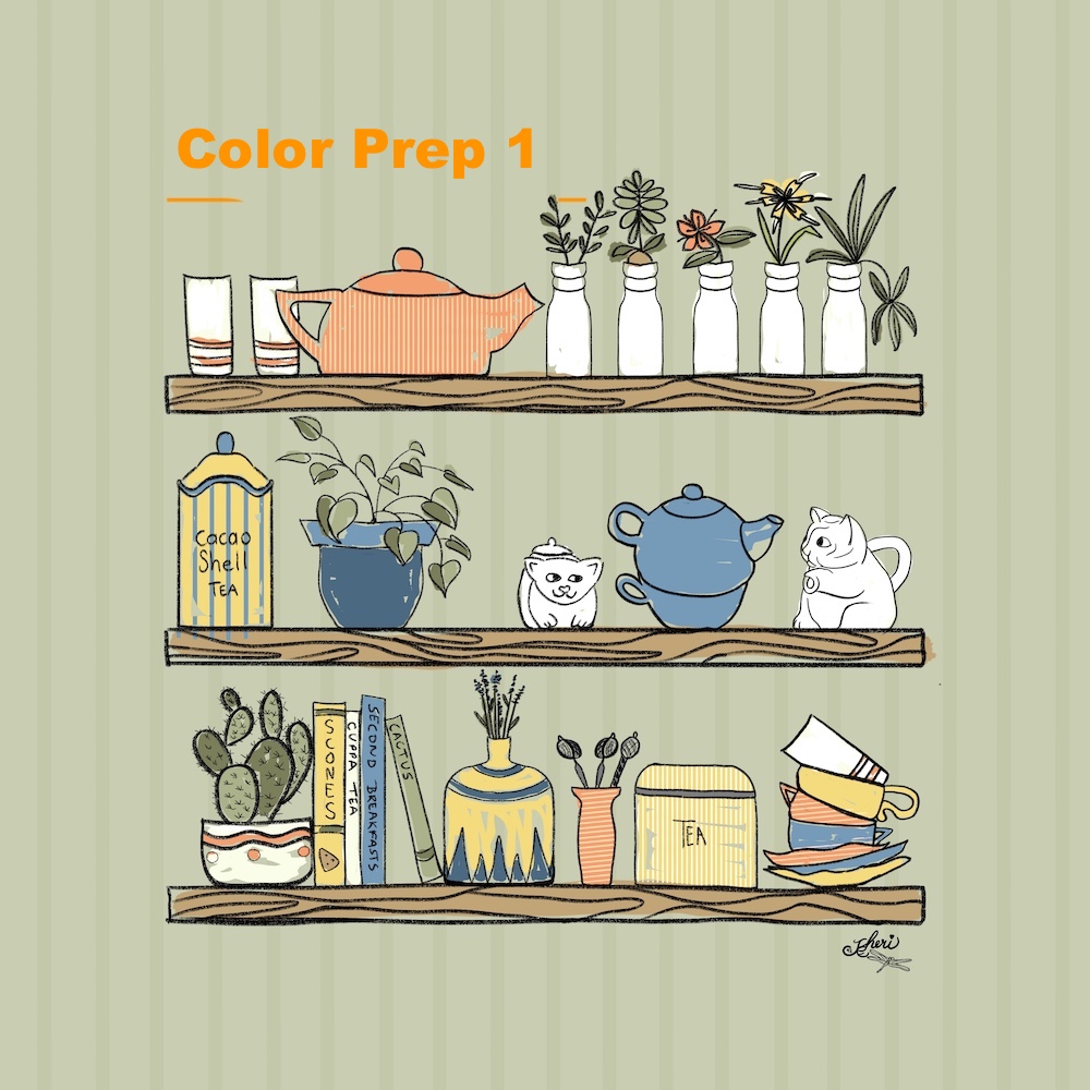 color prep #1 for tea time sketch by Sheri42