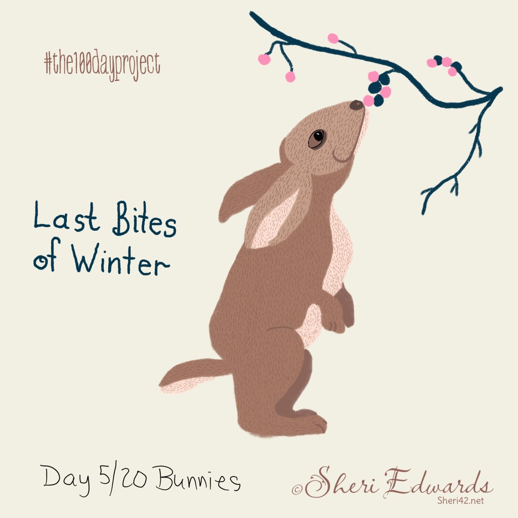 Day 5 bunny eats the last of the berries; ink added to Day 4 by Sheri42