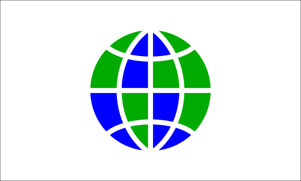 abstract world symbol in green for land and blue for ocean