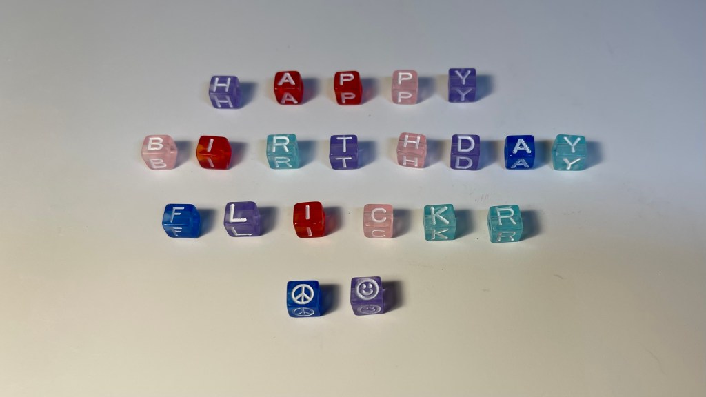 Happy Birthday Flickr in 21 beads