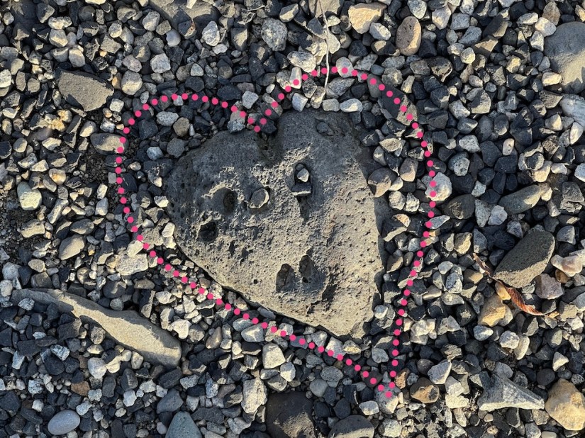rock in the shape of a heart found on our walk