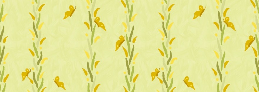 curlycup gumweed leaves as stripes with butterfly on light background by Sheri42