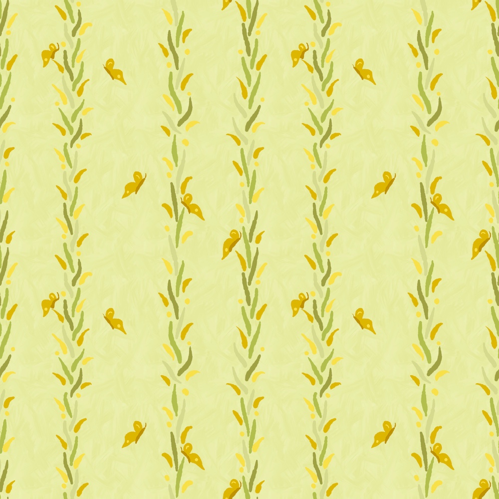 curlycup gumweed leaves as stripes with butterfly on light background by Sheri42