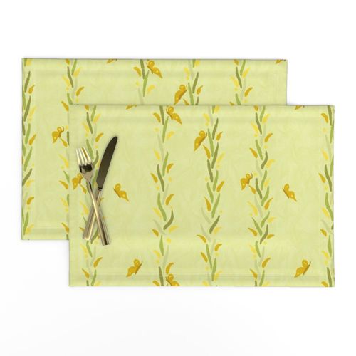 Placemats in design by Sheri42: Stripes of Leafy Vines with Butterflies wildflower Curlycup Gumweed Medium scale