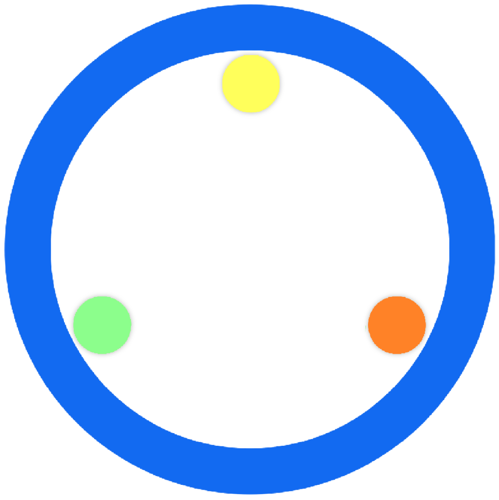 Peace Culture: blue circle for water-covered life-giving earth; yellow dot at inside top for life-giving sun; green dot on inside  left are plants and orange on inside right is fertile earth