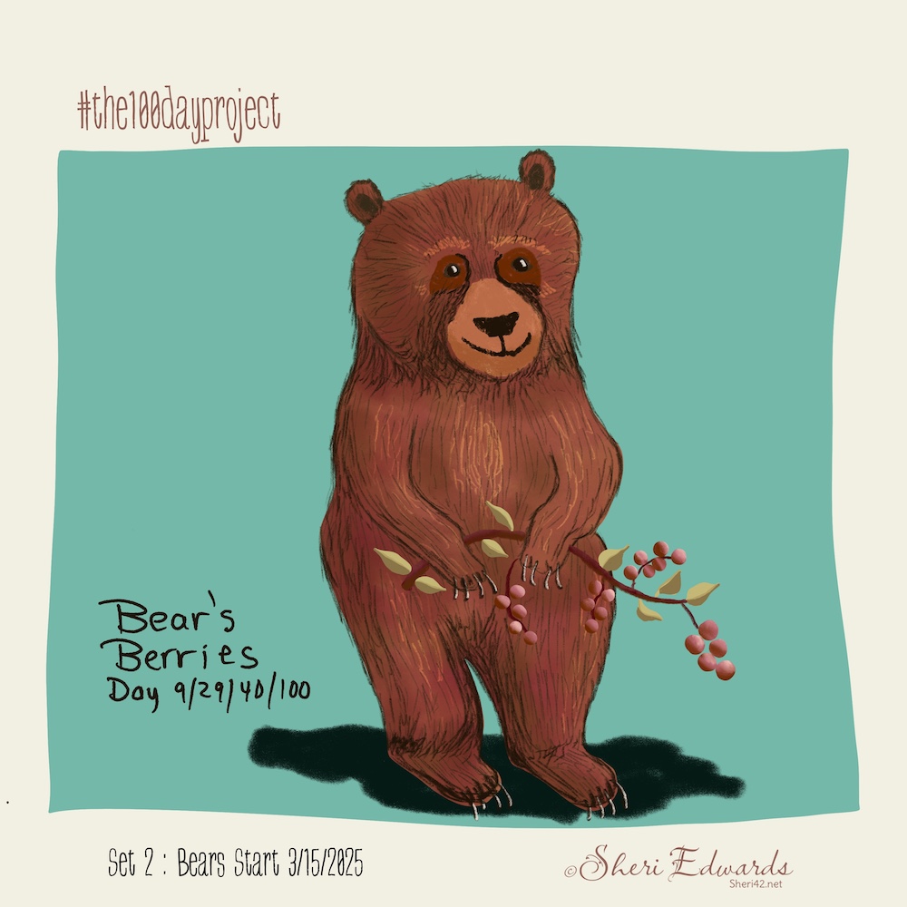 standing bear with choke cherries by Sheri42