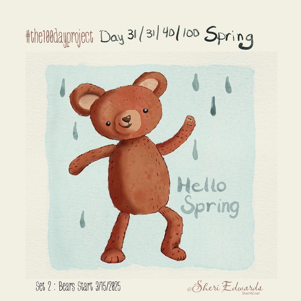 Hello Spring: dancing bear in the rain by Sheri42