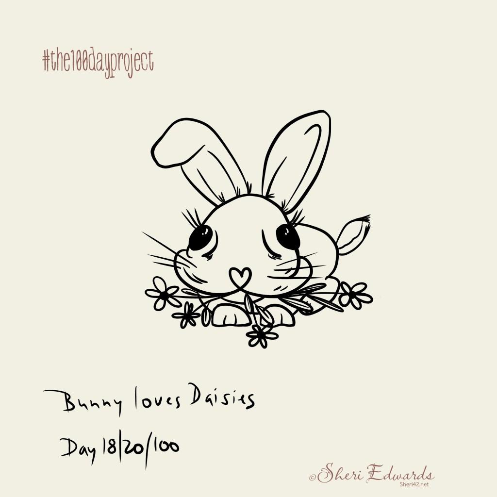 rabbit flat eating daisies by Sheri42
