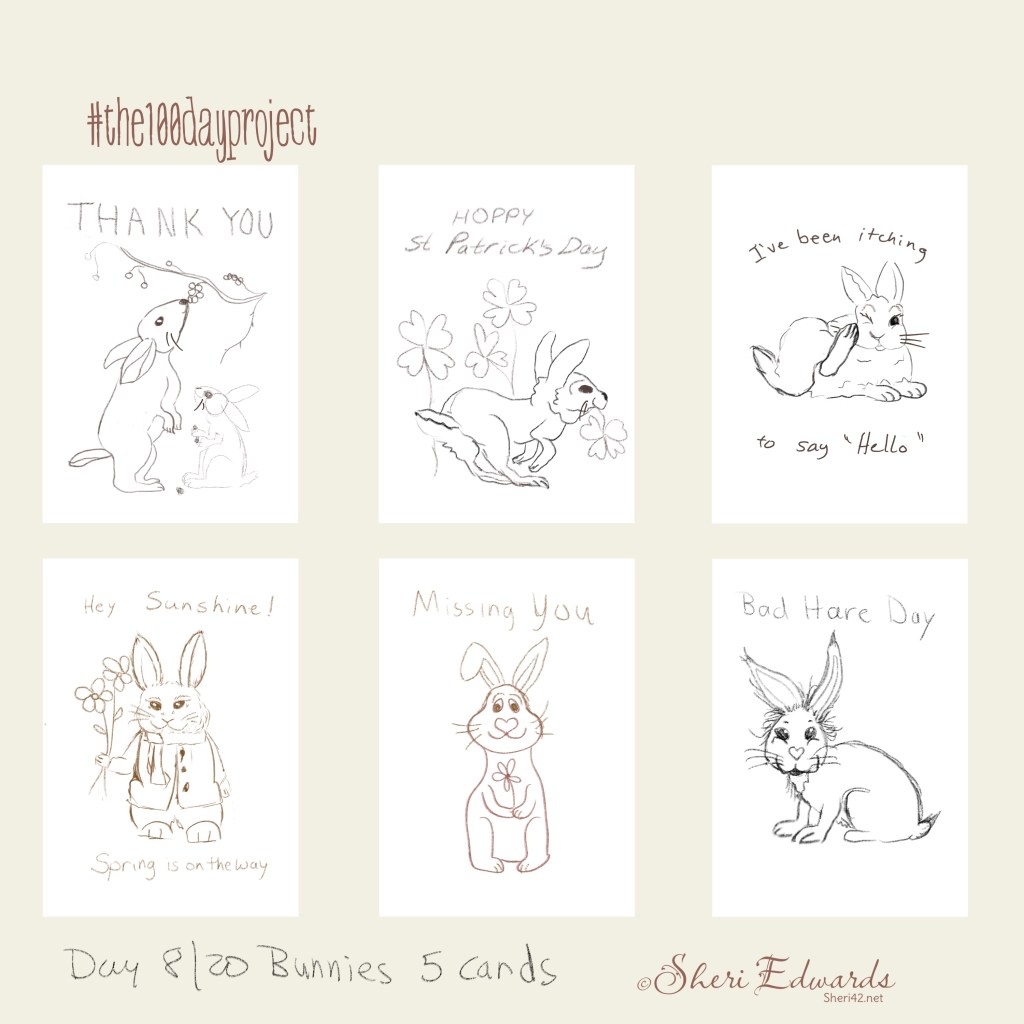 bunny day 8 five sketches of greeting cards by Sheri42