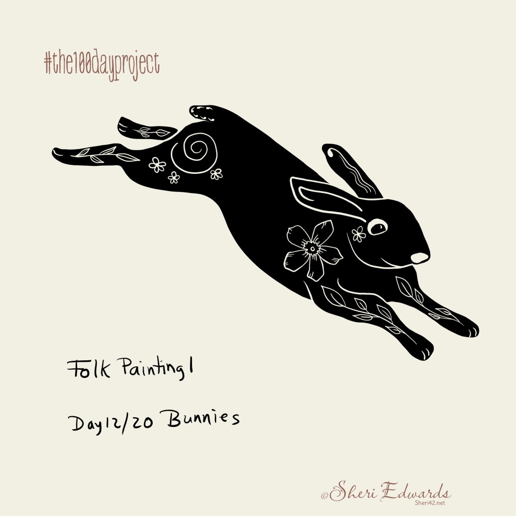folk art running rabbit by Sheri42
