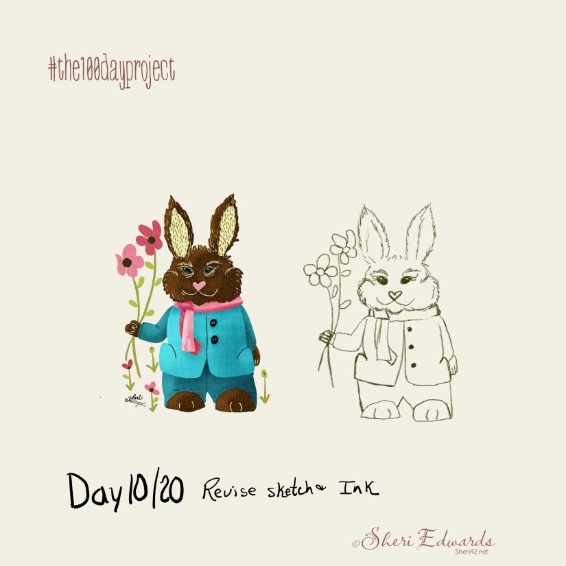 bunny day 10 revise sketch and ink by Sheri42