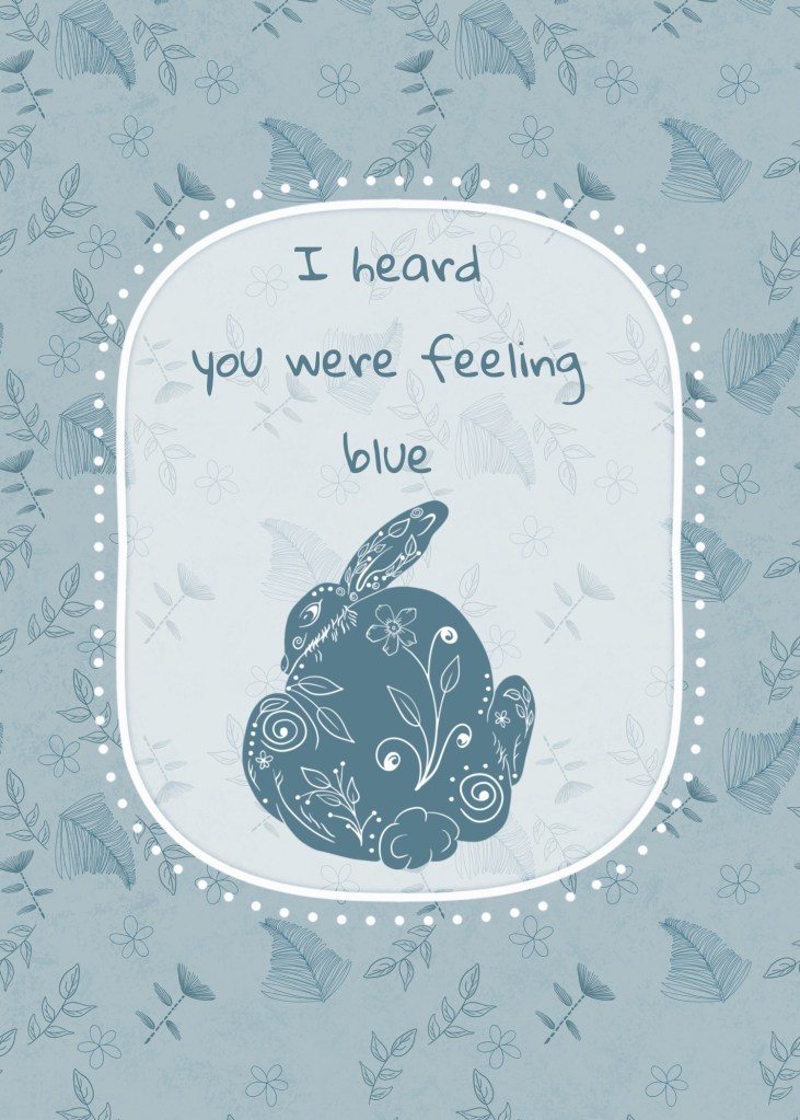 folk art blue feeling blue greeting card by Sheri42