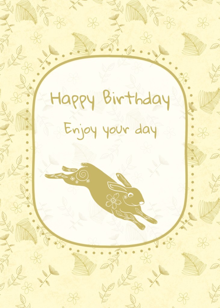 folk art yellow Happy Birthday Enjoy your day greeting card by Sheri42