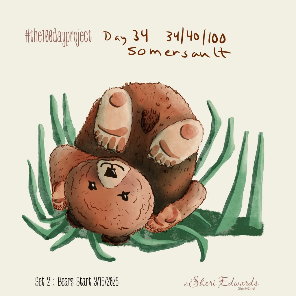 watercolor somersaulting bear by Sheri42