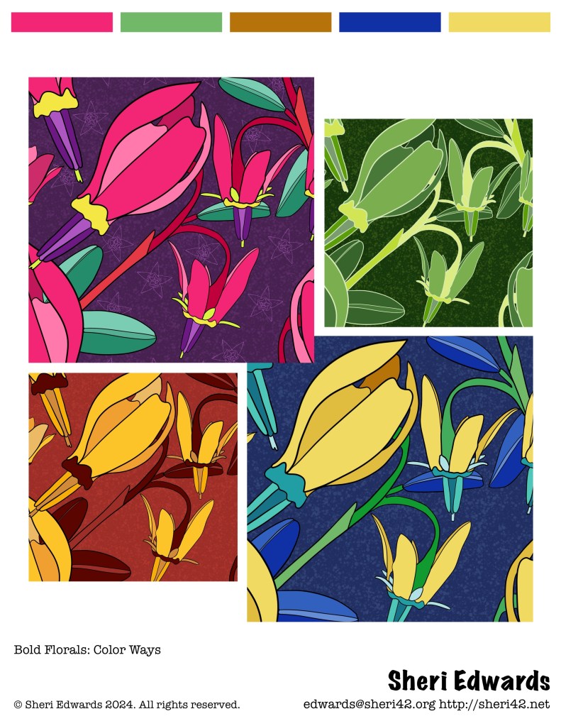 portfolio sheet for Bold Florals Color Ways Collection by Sheri42