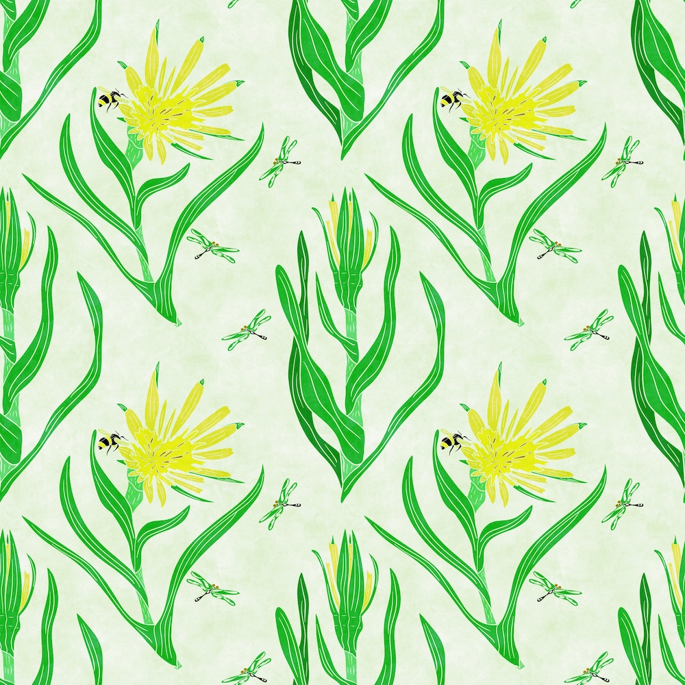 block print yellow salsify in light background by Sheri42