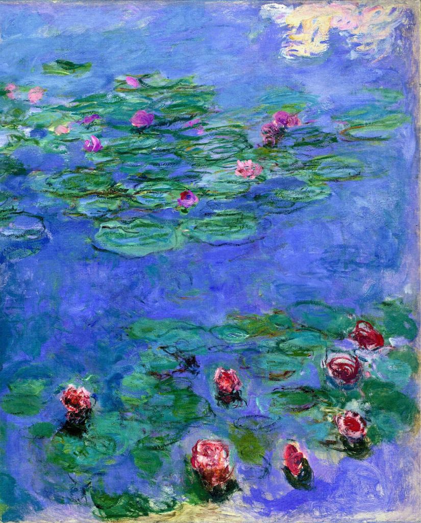 Monet water-lilies-red-1919-public-domain