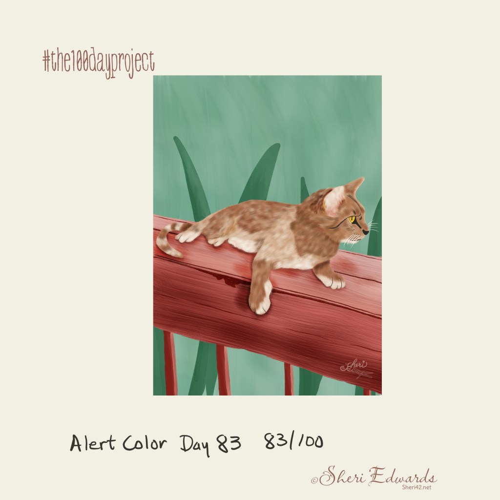 alert cat in color Day 83 by Sheri42