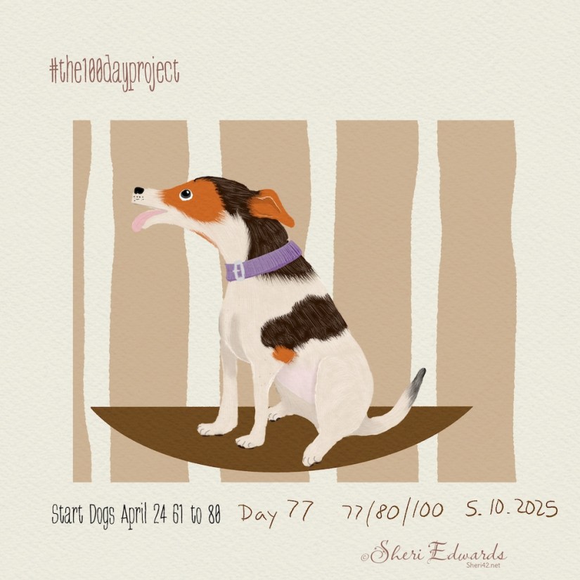 Day 77 #the100dayproject by Sheri42 sitting dog watercolor