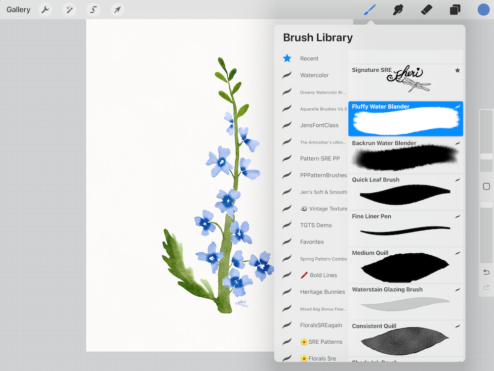watercolor floral by Sheri42 with brushes used Calvin the Drifter Rough and Dreamy Watercolors]