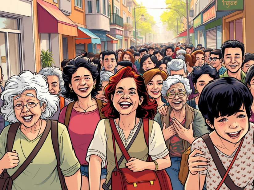 happy-multi-cultural-crowd-of-all-ages-and-elderly-walking-on-- ai generated by WordPress JetPack