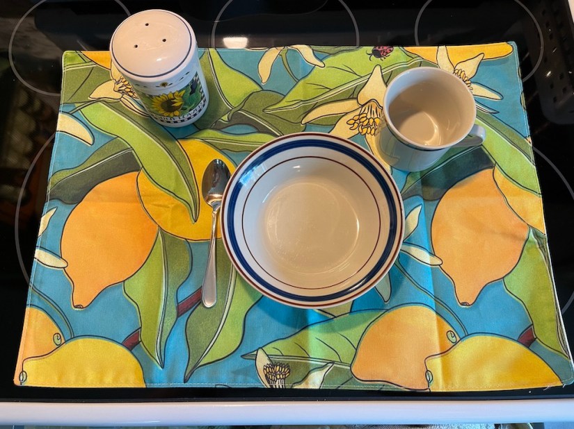 Lemon Blossom art by Sheri42 on Zazzle cloth towel on placemat