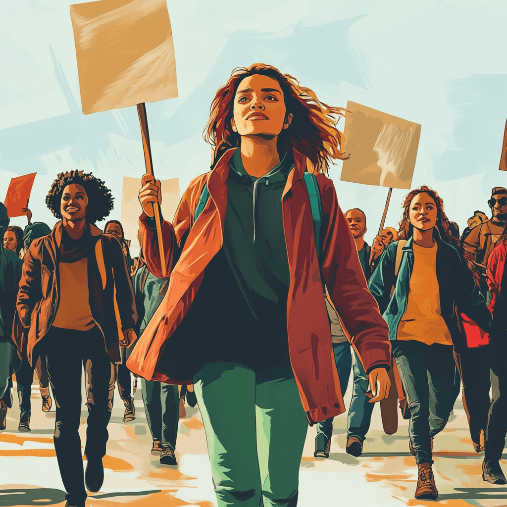 multi-cultural protestors -- ai generated at MidJourney