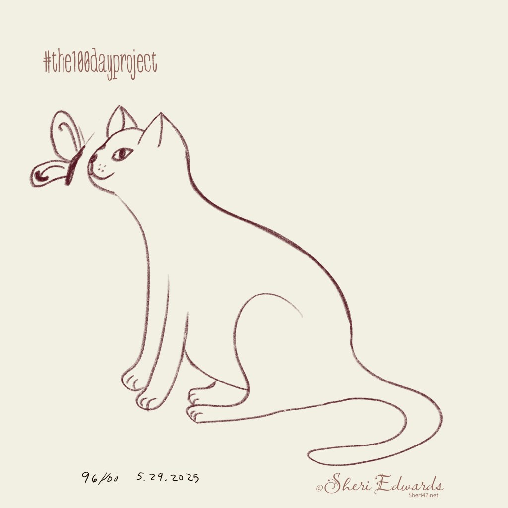 Day 96 kitten and butterfly sketch by Sheri42