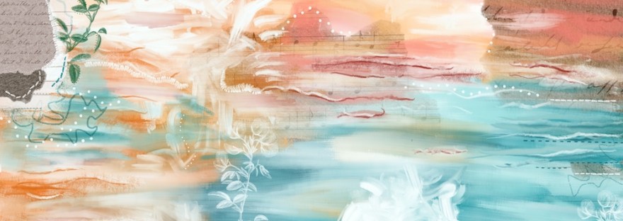 summer day on a sandy beach below the basalt cliffs surrounding Banks Lake with fish splashing and butterflies dancing as the writer imagines the scene... by Sheri42