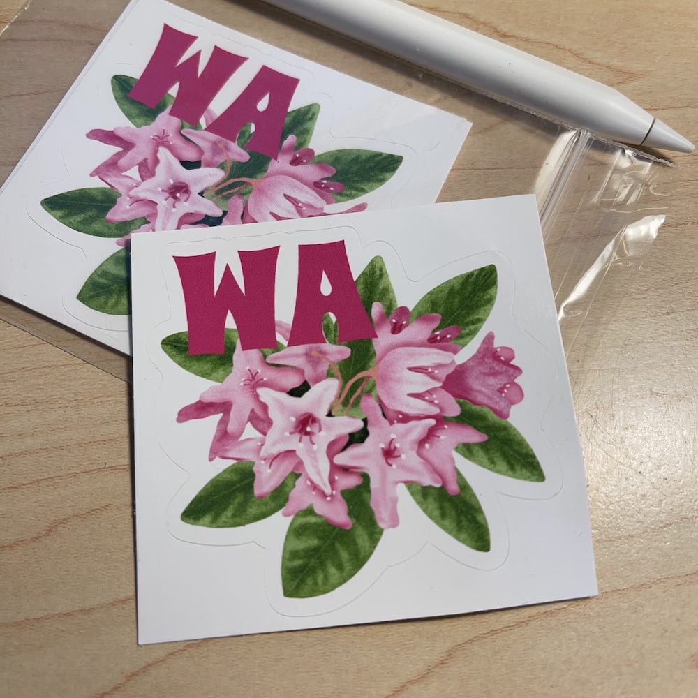 sticker; Washington State Flower Rhododendron by Sheri42