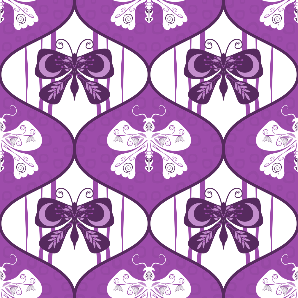 purple ogee pattern with folk art butterflies by Sheri42