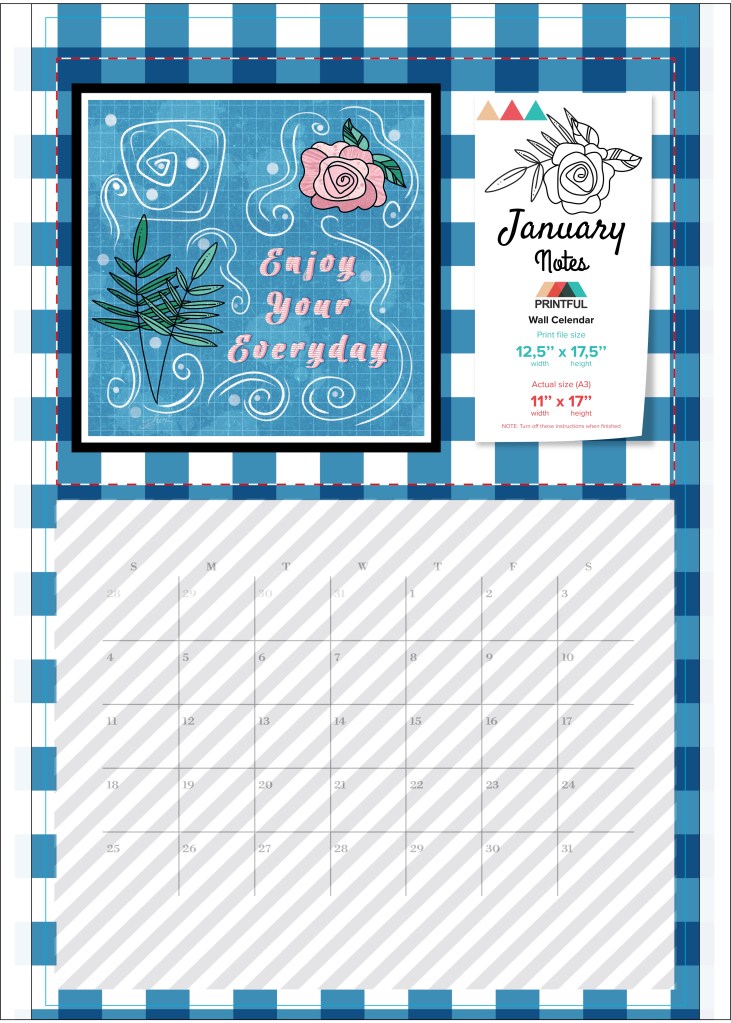 Calendar January with Printful template