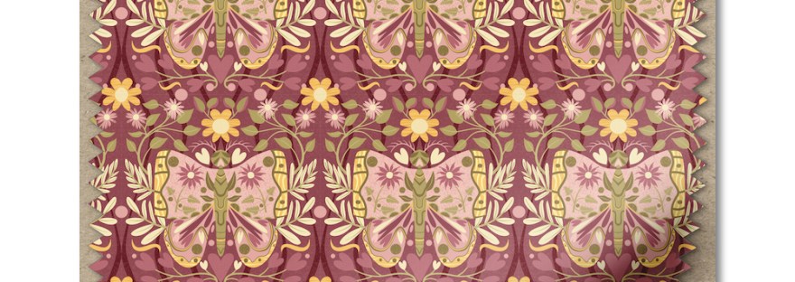 Fabric Swatch MockUp of Butterfly Reflective pattern