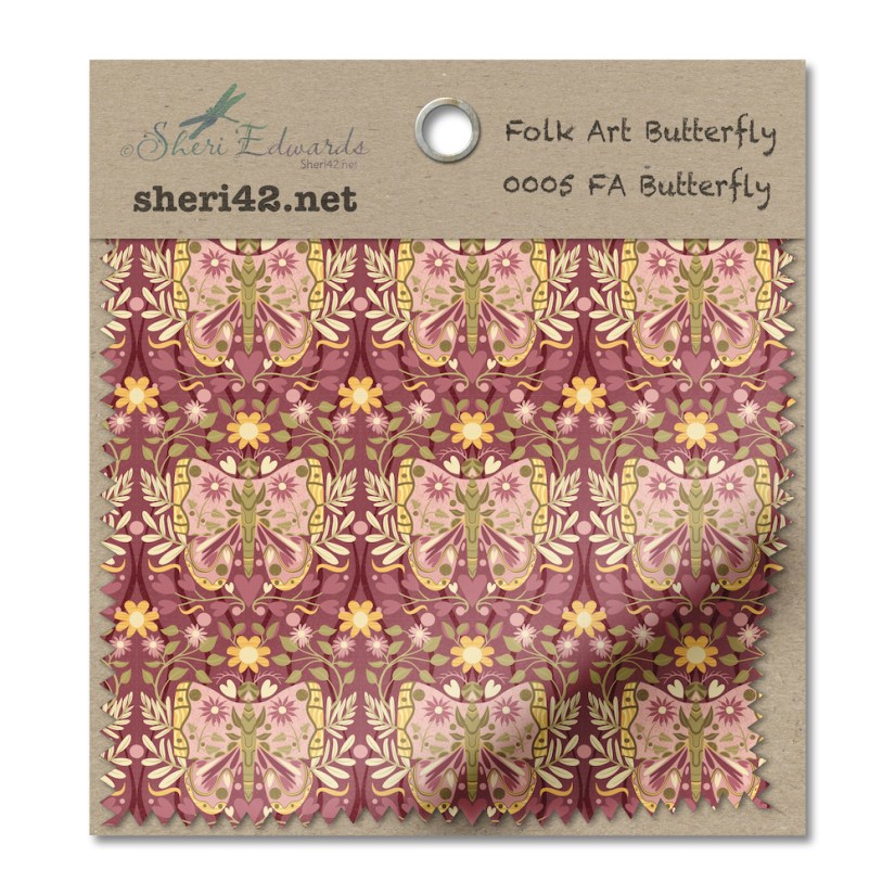 Fabric Swatch MockUp of Butterfly Reflective pattern