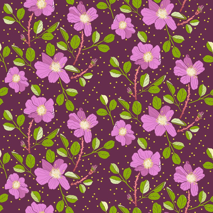 Wild Prairie Rose pattern with created assets; by Sheri42 in Affinity Designer