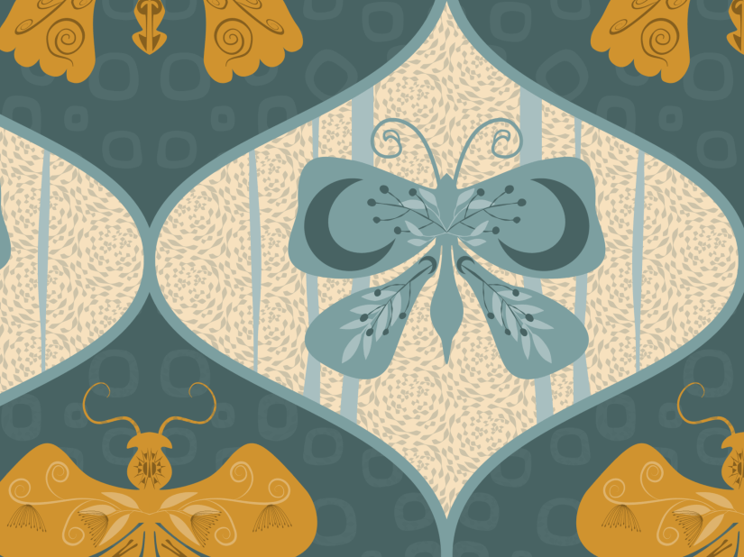 rosette texture behind butterfly