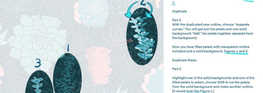 The four forms: 1 outline drawn with pencil; 2 filled solid and just the insides; 3 solid beneath outline; Sheri42