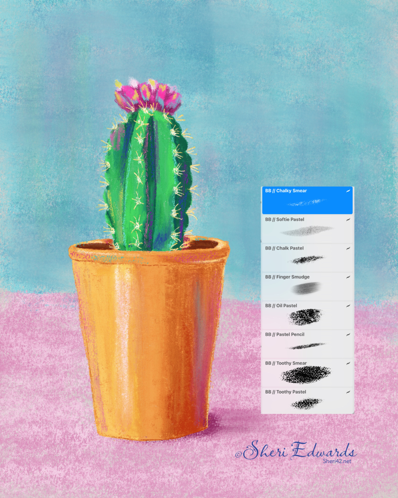 Blooming Cactus with Pops of Color with brushes Sheri42