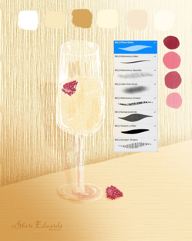 Champagne with raspberry by Sheri42 with brushes and palette