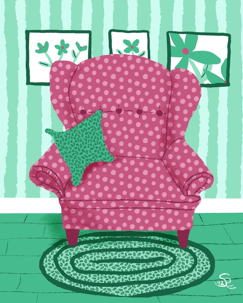 two hue drawing by Sheri42 in rose and sea green